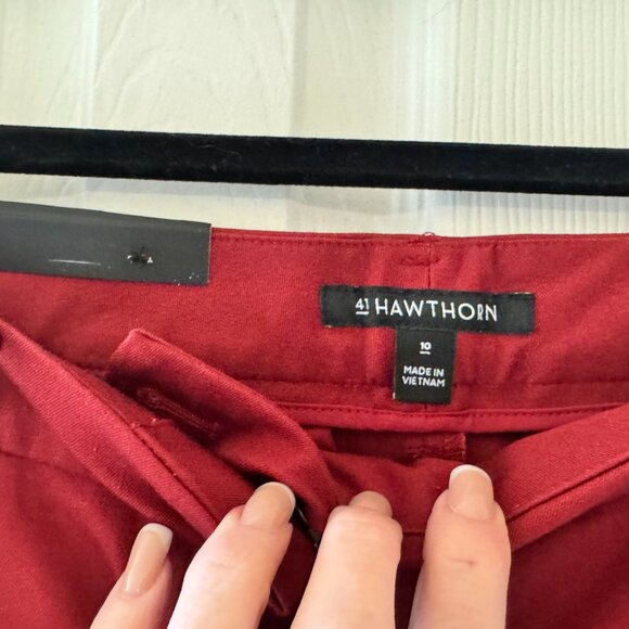 41 Hawthorn Becca Straight Leg Adjustable Hem Pant - Burgundy - Picture 5 of 6